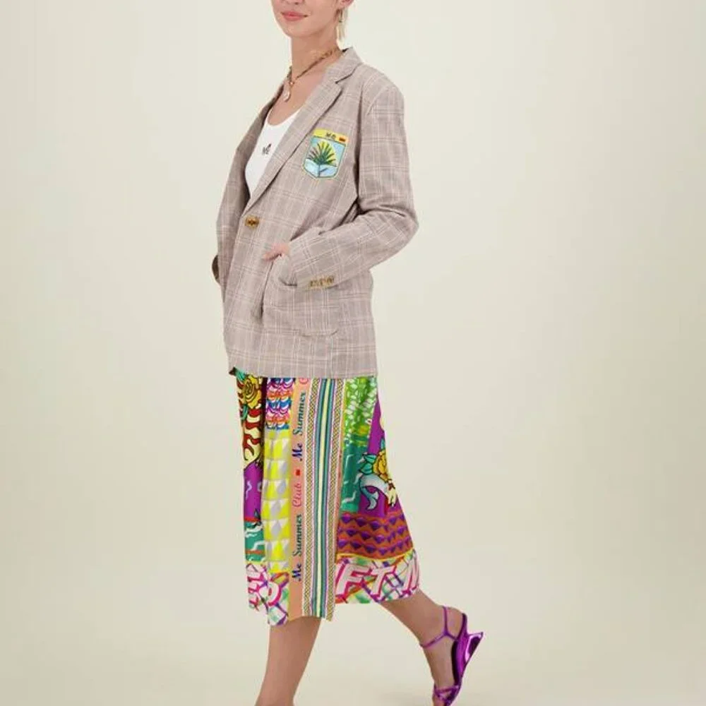 ME369 Freya Check Blazer Sun Patch Oversized Tailored Jacket NWT Size S - Picture 3 of 3